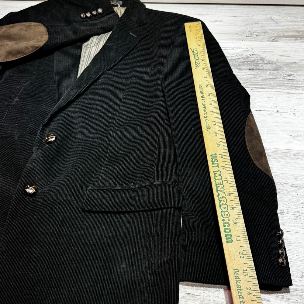 CHAPS Men's Corduroy Sport Coat Blazer Elbow Patches Black Size 40R - Picture 6 of 7